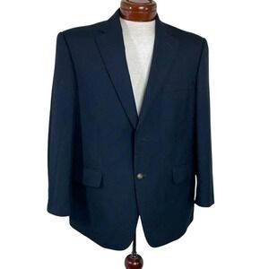 Wall Street Blazer 40S Navy Blue Two Button Rayon‎ Blend Professional Sport Coat